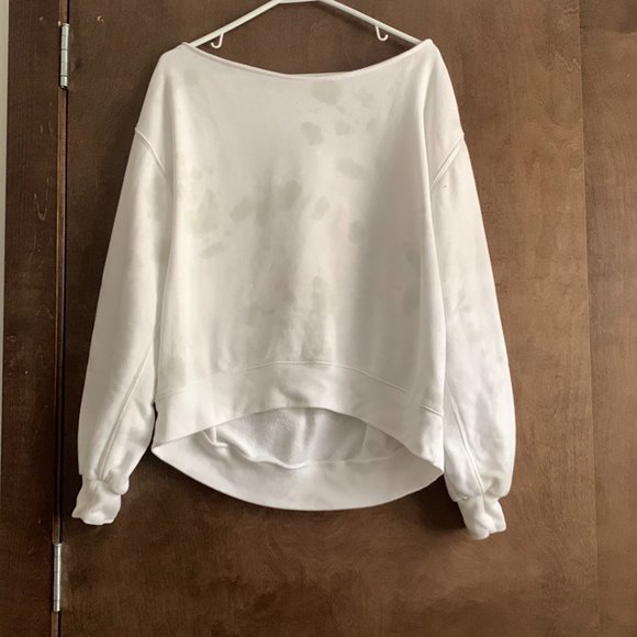 White Abercrombie & Fitch Tie-Dye Off-the-Shoulder Sweater - Picture 1 of 4